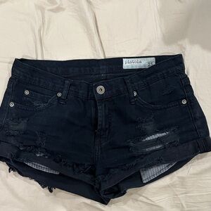 Pistola Dark Denim Distressed Jean Shorts